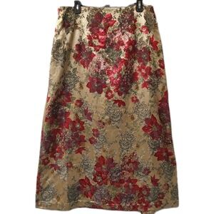 VIE Victoria Royal Beaded Floral Metallic Skirt Sz 16 Evening Formal Holiday